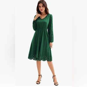 GRACE KARIN Women's V Neck Lace Cocktail Dress A Line Party Midi Dress